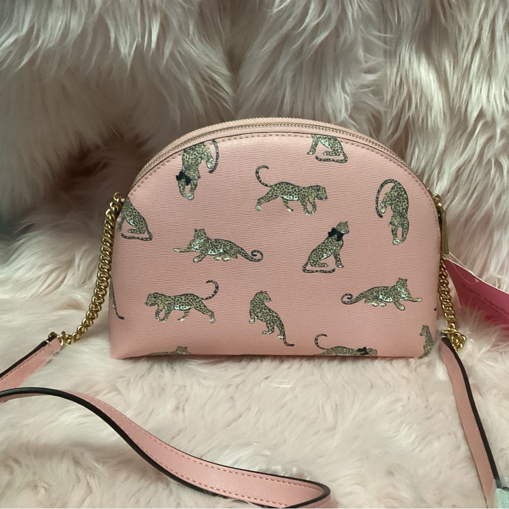 Kate Spade NWT pink leopard crossbody bag with gold hardware. - Picture 2 of 9